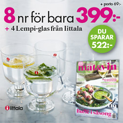 Lantliv Mat & Vin 8 nr + 4 Lempi-glas från Iittala