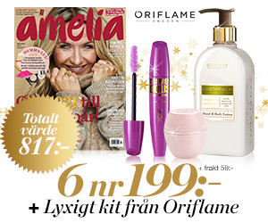 6 nr av Amelia + lyxigt Oriflame kit (mascara, lotion, balm)