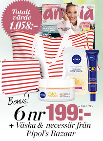 6 nr av Amelia för 199 kr + Pipols Bazaar väskor + Nivea