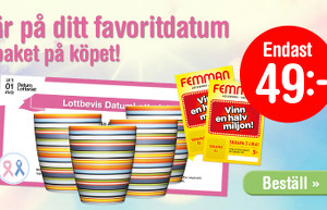 DatumLotteriet + 4 Origomuggar från Iittala + 2 Femmanlotter