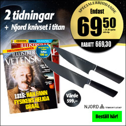 Illustrerad Vetenskap 2 nr + knivset från Njord i titan