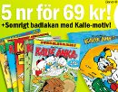Kalle Anka & C:o 5 nr + badlakan med Kalle-motiv