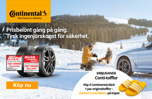 Köp Continental-däck och få ett par Adidas-tofflor på köpet