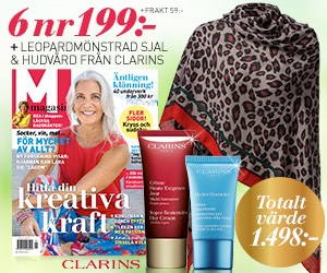 M-magasin 6 nr + leopardmönstrad sjal samt Clarins hudvård