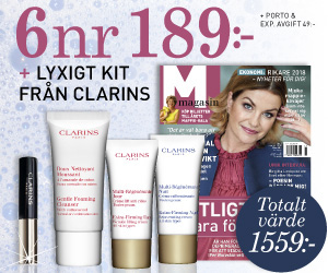 6 nr av M-magasin + lyxigt set från Clarins för 189 kr