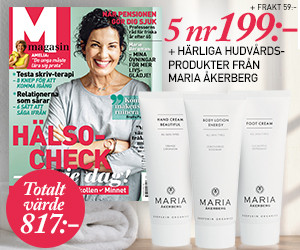 5 nr av M-magasin 199 kr + Maria Åkerberg hudvårdsprodukter