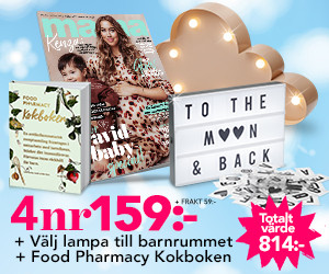 4 nr av mama + barnlampa och Food Pharmacy Kokboken