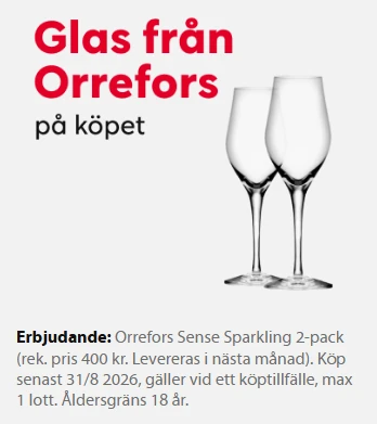 Postkodlotteriet med Orrefors Sense Sparkling 2-pack på köpe