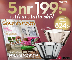 5 nr av Sköna Hem för 199 kr + Alvar Aalto skål