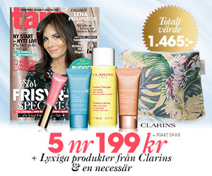 5 nr av Tara för 199 kr + Clarins-produkter och necessär