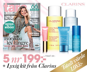 5 nr av Tara för 199 kr + kit från Clarins på köpet