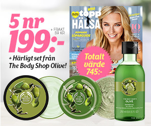 5 nr av Topphälsa + set från The Body Shop Olive